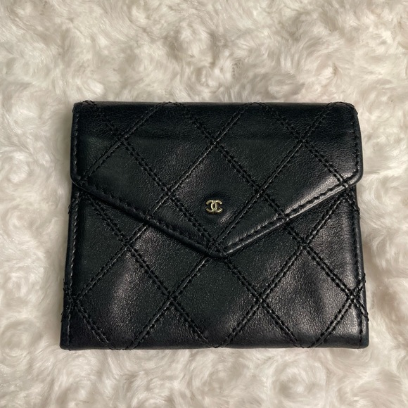 Chanel Black Bicolore CC Logo Lambskin Coin Case Wallet ๐ค - Picture 1 of 17